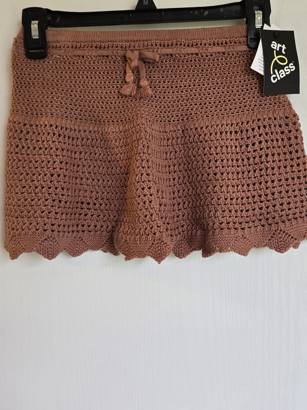 art class Girls Crochet Scalloped Hem Skirt in Rust Brown